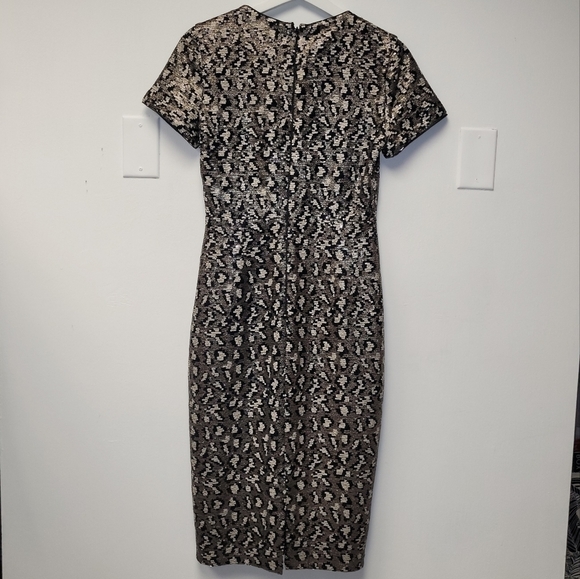 Badgley Mischka Belle Leopard Sequined Midi Dress Size 0. - Picture 6 of 16